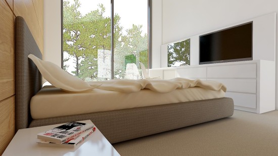 Спальня в деревянном доме. Дизайн